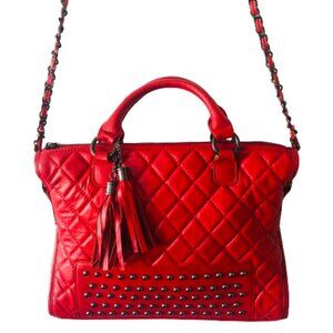 BB.GG Leather Studded Handbag in Red